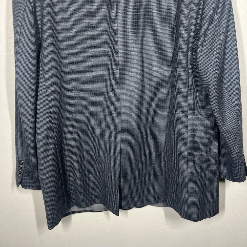 Lauren Ralph Lauren Mens Gray Black Houndstooth Wool Blazer Jacket Size 46R